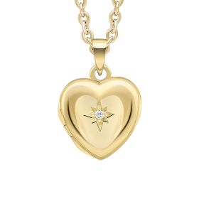 Starburst Heart Locket Pendant with Gold Plating