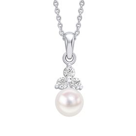 Shell Pearl Drop Pendant with Cubic Zirconia