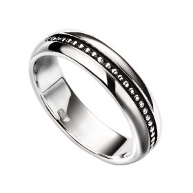 Fiorelli Black Enamel Border Ring with Crystal