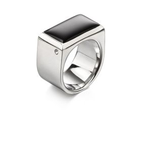 Fiorelli Black Enamel Border Ring with Crystal