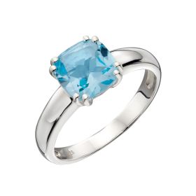 Blue Topaz Cushion Cut Ring (R3717T)-50