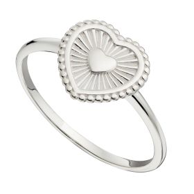 Sunray Texture Heart Ring (R3770)-50