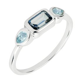 Blue Topaz Iris Petal Ring