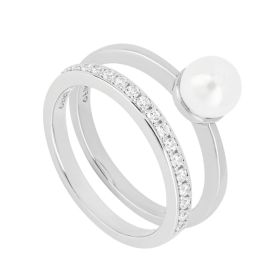 Diamonfire Shell Pearl and Eternity Stacking Rings