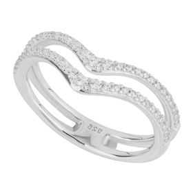 Double Row Wishbone Ring with CZ