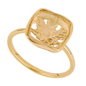 Organic Square Ring with Enclosed Leaf