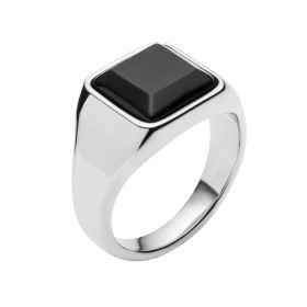 Fiorelli Black Enamel Border Ring with Crystal