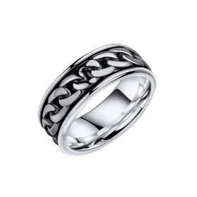 Fiorelli Black Enamel Border Ring with Crystal