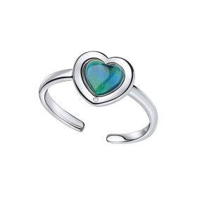 Heart Shape Mood Stone Ring with Diamond