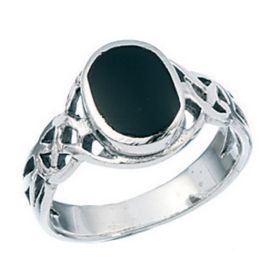 Fiorelli Black Enamel Border Ring with Crystal