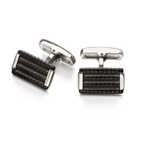 Fred Bennett Black Ridged Rectangle Cufflinks