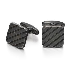 Fred Bennett Ridged Worn Grey Plated Cufflinks