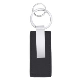 Fred Bennett Black Leather Key Chain with Engravable Tag