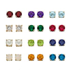 Birthstone Stud Earrings Kit (with Diamond April) in 9ct Gold